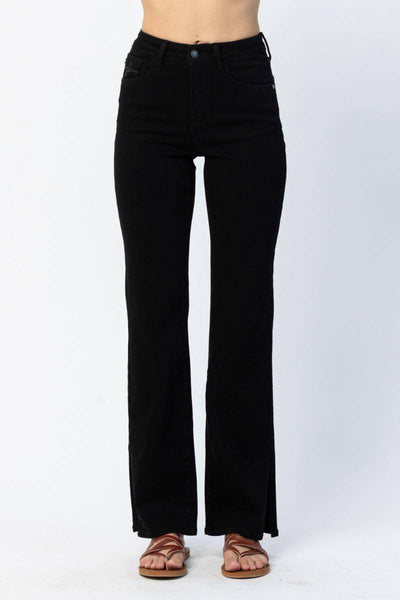 Judy Blue High Waist 90'S Black Slit Hem Straight Leg Jeans 88451 - Exclusive-Jeans-Sunshine and Wine Boutique