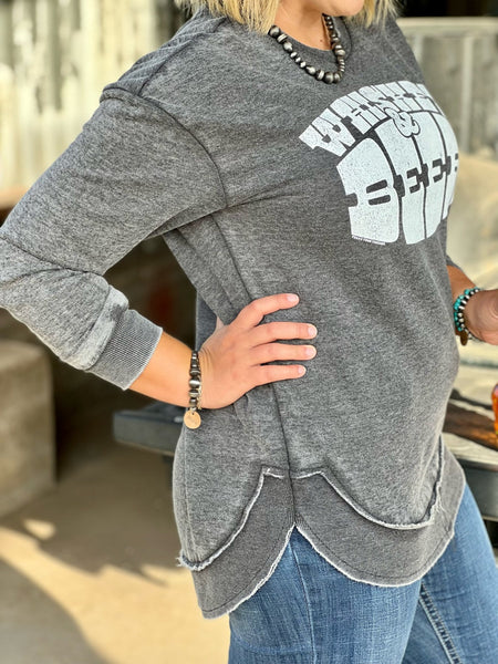 Texas True Threads "Beer & Whiskey" Sweatshirt, Gray-Clothing-Sunshine and Wine Boutique