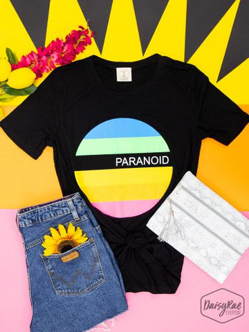 Southern Grace Paranoid on Black Crewneck Top-Shirts & Tops-Sunshine and Wine Boutique