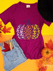 Southern Grace Pumpkin Leopard Top-Shirts & Tops-Sunshine and Wine Boutique