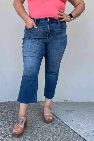 Judy Blue Renee Full Size Medium Wash Wide Leg Cropped Jeans - Exclusive-Jeans-Sunshine and Wine Boutique