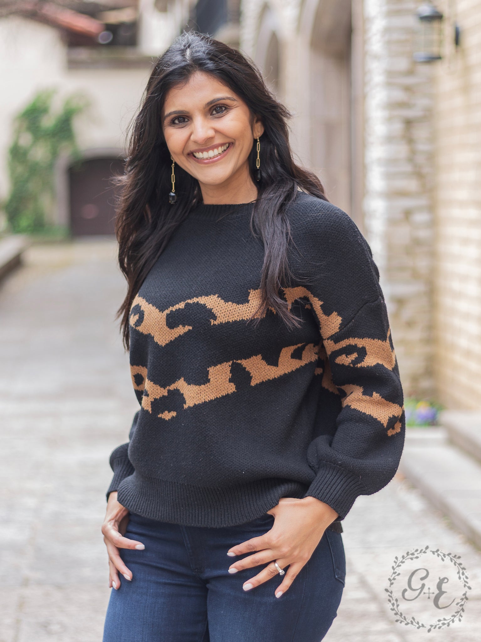 Southern Grace Fall-ing in Warmth Long Sleeve Pullover Sweater with Balloon Long Sleeve-Shirts & Tops-Sunshine and Wine Boutique