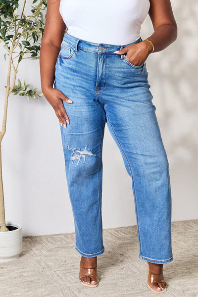 Judy Blue High Waist Tummy Control 90's Straight Denim 88661 - Exclusive-Jeans-Sunshine and Wine Boutique