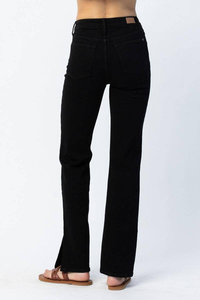 Judy Blue High Waist 90'S Black Slit Hem Straight Leg Jeans - Exclusive-Jeans-Sunshine and Wine Boutique
