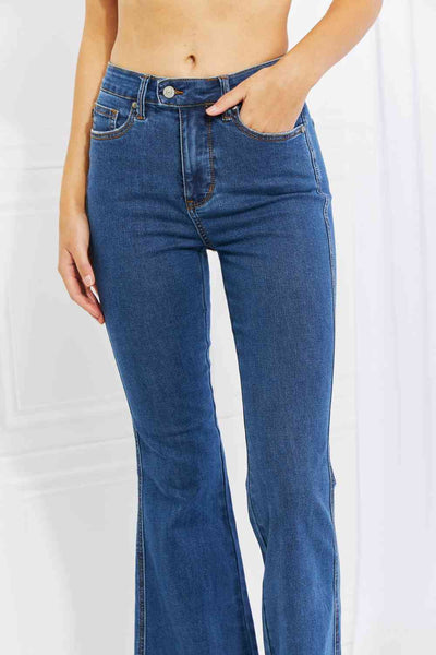Judy Blue Ava Full Size Cool Denim Tummy Control Flare - Exclusive-Jeans-Sunshine and Wine Boutique