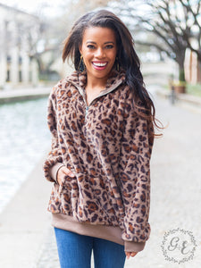 Southern Grace Untamed Leopard Sherpa with Pocket-Coats & Jackets-Sunshine and Wine Boutique