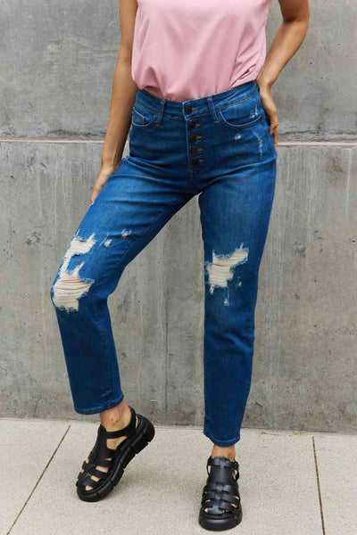 Judy Blue Melanie Full Size High Waisted Distressed Boyfriend Jeans - Exclusive-Jeans-Sunshine and Wine Boutique