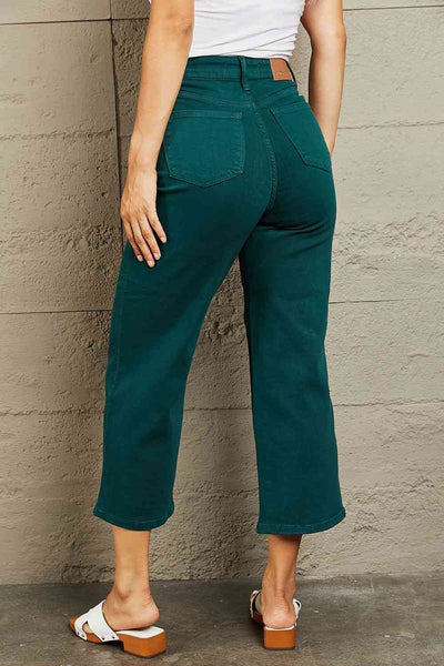Judy Blue Hailey Full Size Tummy Control High Waisted Cropped Wide Leg Jeans - Exclusive-Jeans-Sunshine and Wine Boutique