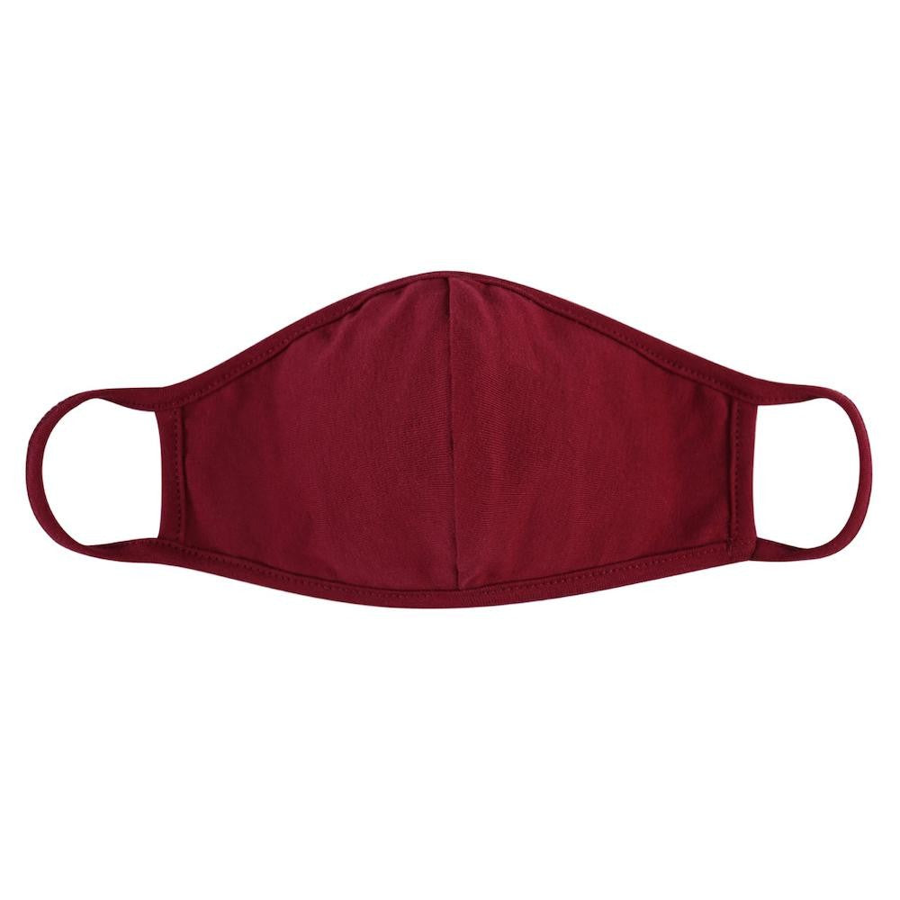 Sunshine & Wine Boutique Adult Solid Maroon T-Shirt Cloth Face Mask with Seam-Face Mask-Sunshine and Wine Boutique