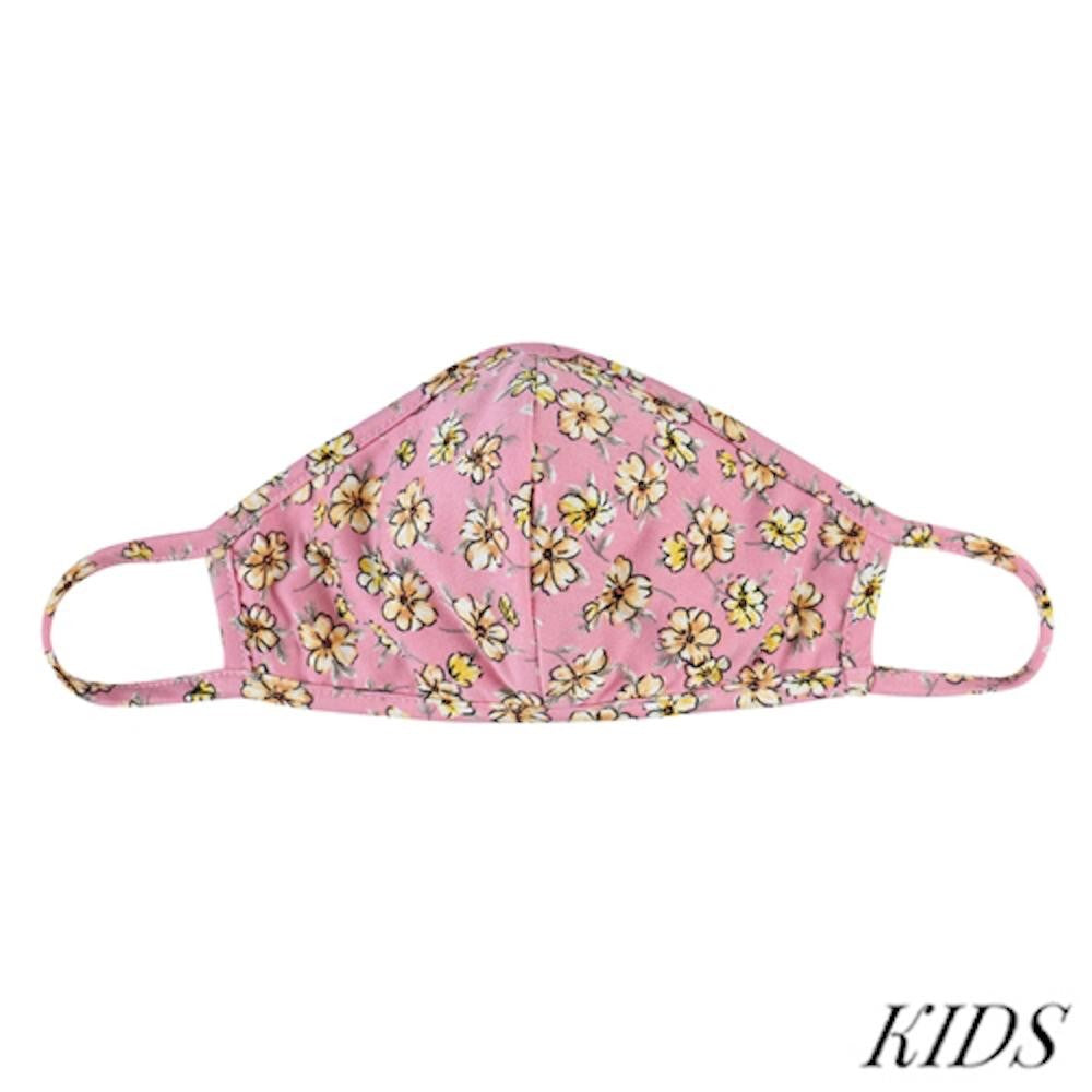 Sunshine & Wine Boutique Kids Floral Print T-Shirt Cloth Face Mask with Seam-Face Mask-Sunshine and Wine Boutique