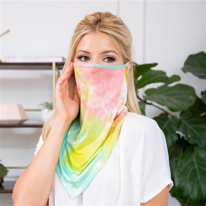 Sunshine & Wine Boutique Adult Rainbow Tie Dye Print Face Bandana Shield Mask with Ear Loops-Face Mask-Sunshine and Wine Boutique