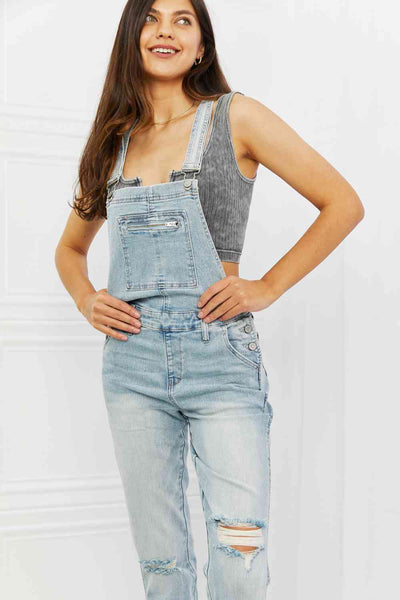 Judy Blue Melina Full Size Distressed Straight Leg Overalls - Exclusive-Jeans-Sunshine and Wine Boutique