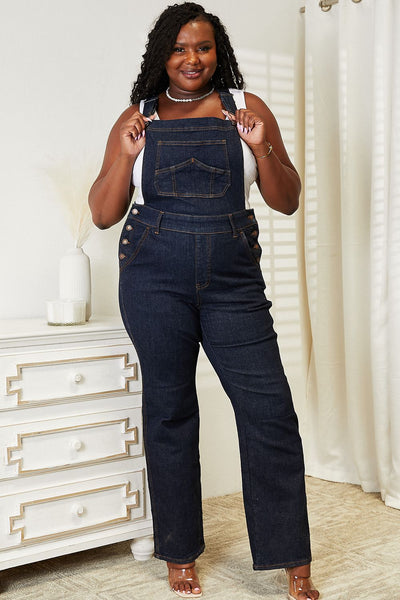 Judy Blue High Waist Classic Wide Leg Denim Overalls 88630 - Exclusive-Jeans-Sunshine and Wine Boutique