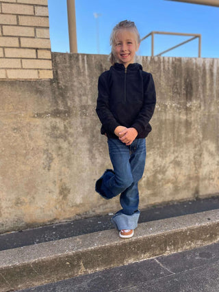 Ampersand Kid’s Half Zip Sweatshirt, Cozy Cutie New Moon