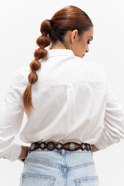 Lucky & Blessed Brown Handmade Braided Design Genuine Leather Belt-Belts-Sunshine and Wine Boutique