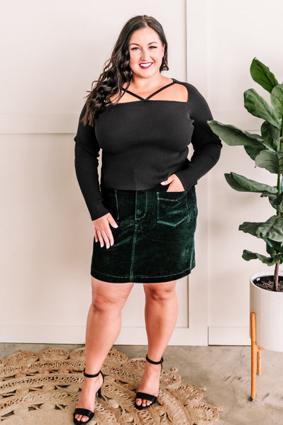 Judy Blue High Waisted Corduroy Skirt In Emerald 2813 - Exclusive-Skirt-Sunshine and Wine Boutique