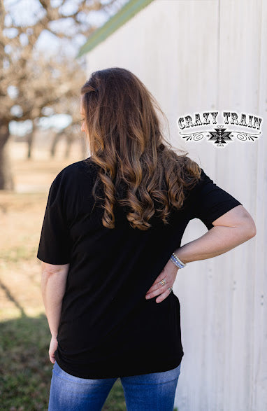 Crazy Train Solid Choice Short Sleeve Top, Black-Shirts & Tops-Sunshine and Wine Boutique