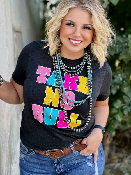 Texas True Threads "Take No Bull" Tee, Charcoal-Clothing-Sunshine and Wine Boutique