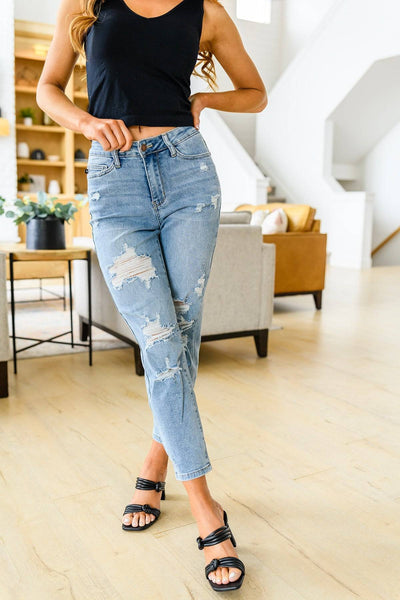 Judy Blue Florence High Waist Destroyed Boyfriend Jeans - Exclusive-Jeans-Sunshine and Wine Boutique
