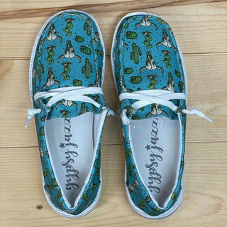 Gypsy Jazz "Elizabeth" Turquoise Slip-on Shoes