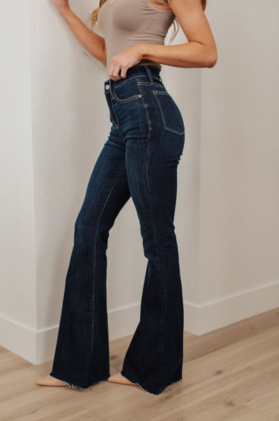 Judy Blue High Rise Raw Hem Tall Flare Jeans 82343 - Exclusive-Jeans-Sunshine and Wine Boutique