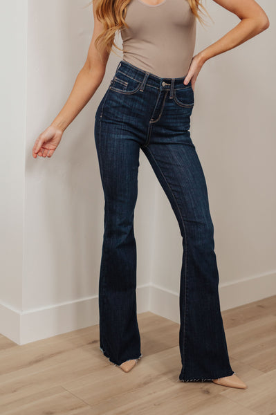 Judy Blue High Rise Raw Hem Tall Flare Jeans 82343 - Exclusive-Jeans-Sunshine and Wine Boutique