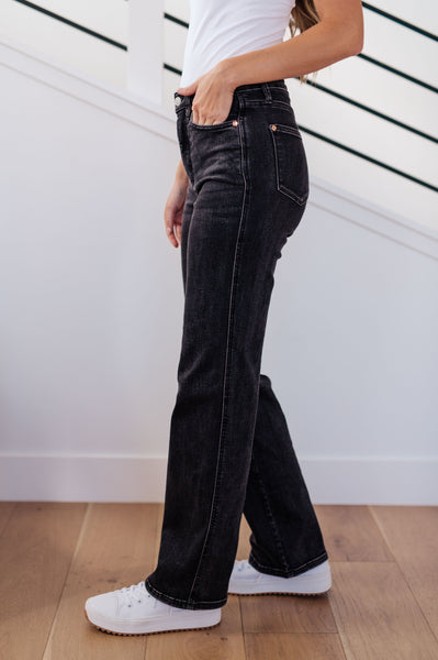 Judy Blue Joan High Rise Control Top Straight Jeans in Washed Black 88646 - Exclusive-Jeans-Sunshine and Wine Boutique
