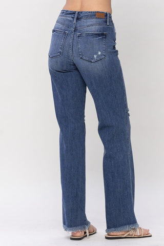 Judy Blue High Waist W/ Knee Destroy Straight Denim Jeans 82498