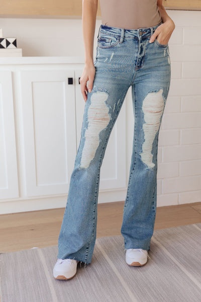 Judy Blue High Rise Heavy Destroy Flare 88457 - Exclusive-Jeans-Sunshine and Wine Boutique