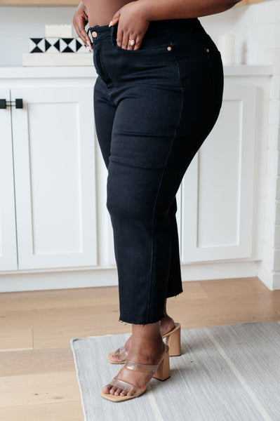 Judy Blue High Rise Tummy Control Top Wide Leg Crop Jeans in Black 88710 - Exclusive-Jeans-Sunshine and Wine Boutique