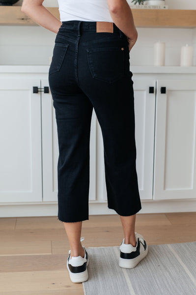 Judy Blue High Rise Tummy Control Top Wide Leg Crop Jeans in Black 88710 - Exclusive-Jeans-Sunshine and Wine Boutique
