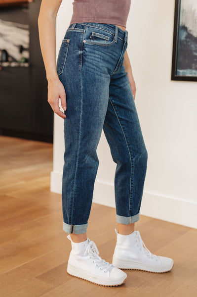 Judy Blue Mid Rise Cuffed Boyfriend Jeans 82368 - Exclusive-Jeans-Sunshine and Wine Boutique