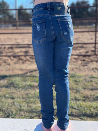 Lucky & Blessed Girl's Mid Wash Mid Rise Skinny Jeans 52419-1-K