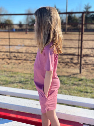 Lucky & Blessed Girl's Pink Suede Mini Dress