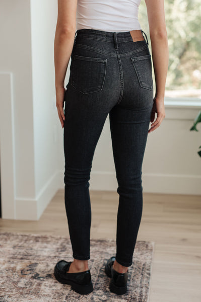 Judy Blue High Rise Tummy Control Top Skinny Jeans in Washed Black 88753 - Exclusive-Jeans-Sunshine and Wine Boutique