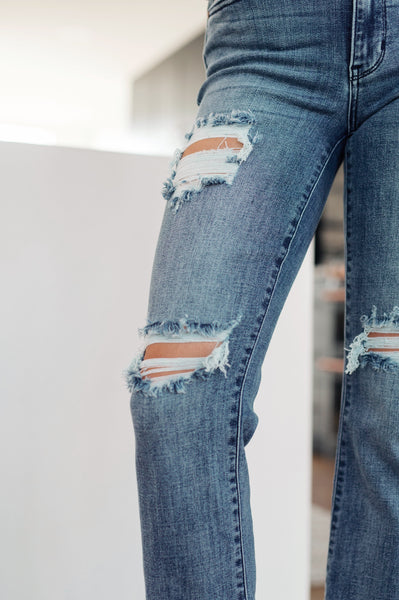 Judy Blue Mid Rise Destroyed Straight Jeans 82425 - Exclusive-Jeans-Sunshine and Wine Boutique