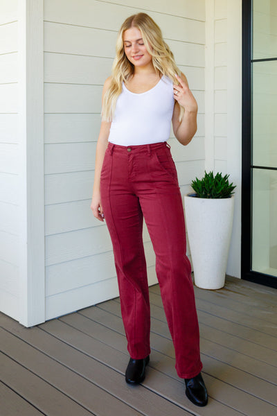 Judy Blue High Rise Front Seam Straight Jeans in Burgundy 88800 - Exclusive-Jeans-Sunshine and Wine Boutique