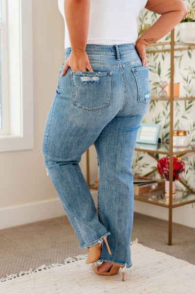 Judy Blue High Rise 90's Straight Jeans in Light Wash 82502 - Exclusive-Jeans-Sunshine and Wine Boutique