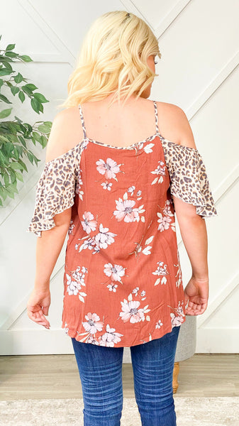 Southern Grace Sweeter Than The Rest Burnt Sienna Mixed Print Sleeveless Top-Clothing-Sunshine and Wine Boutique