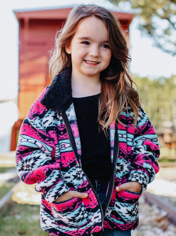 Southern Grace Girl's Mountain Time Zip Up Jacket-Baby & Toddlers Tops-Sunshine and Wine Boutique