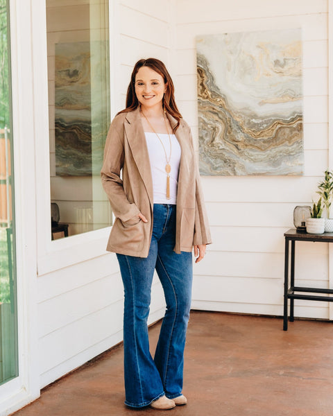 Southern Grace You Better Work Blazer, Beige-Coats & Jackets-Sunshine and Wine Boutique