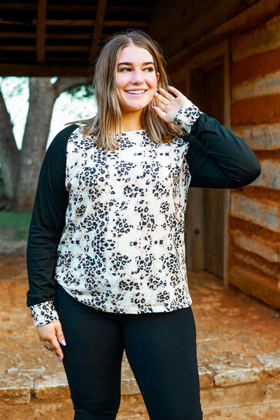 Southern Grace Free to Be Long Sleeve Top, Leopard-Shirts & Tops-Sunshine and Wine Boutique