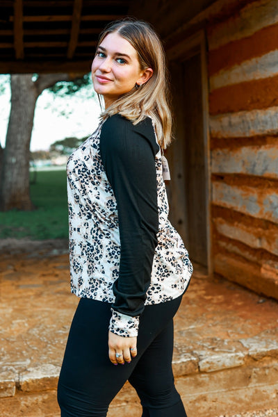 Southern Grace Free to Be Long Sleeve Top, Leopard-Shirts & Tops-Sunshine and Wine Boutique