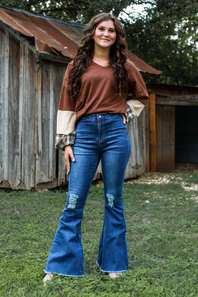 Southern Grace The Dolly High Rise Dark Wash Flare Denim-Jeans-Sunshine and Wine Boutique