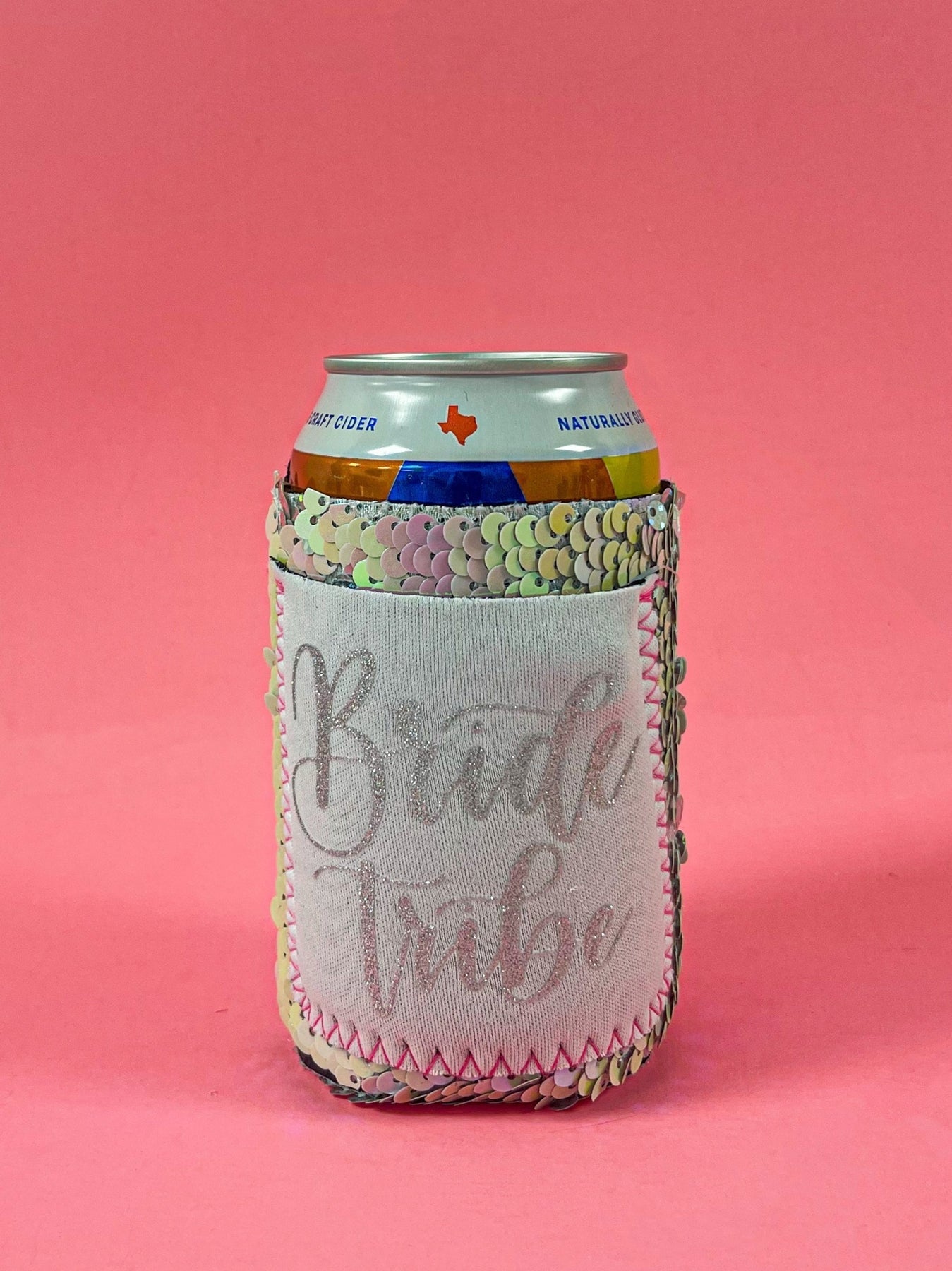 Peachy Keen Bride Tribe Sequin Regular Can Cooler-Can & Bottle Sleeves-Sunshine and Wine Boutique