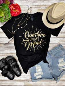 Texas True Threads "Sunshine on my mind" Tee, Black-Clothing-Sunshine and Wine Boutique