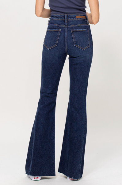 Cello High Rise Side Insert Flare Denim WV37987DK-Jeans-Sunshine and Wine Boutique