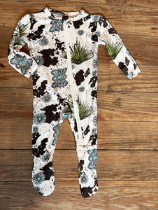 2 Fly Girl's Concho Valley Zip Up Footie-Baby & Toddlers Tops-Sunshine and Wine Boutique