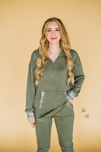 2 Fly Hot Trot Half Zip Pullover, Green-Shirts & Tops-Sunshine and Wine Boutique