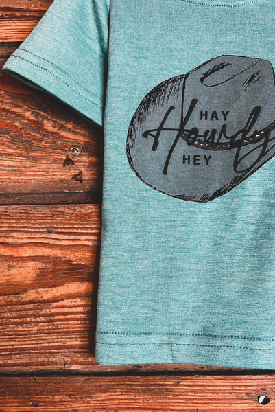 2 Fly Girl's Hey Howdy Tee, Teal-Baby & Toddlers Tops-Sunshine and Wine Boutique